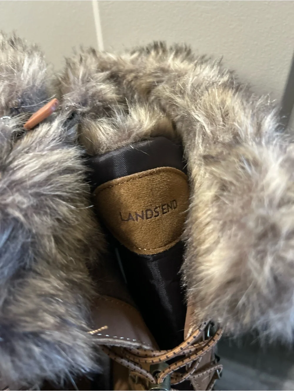 Lands End Squall Winter Boots Faux-Fur Trim Waterproof quilted toggle
